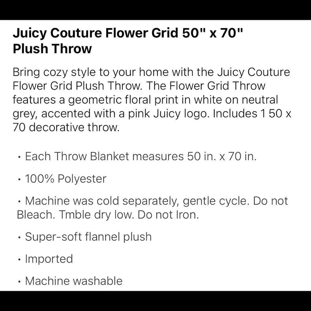 🎉1 hr sale 🎉Gray flower throw - Picture 5 of 5